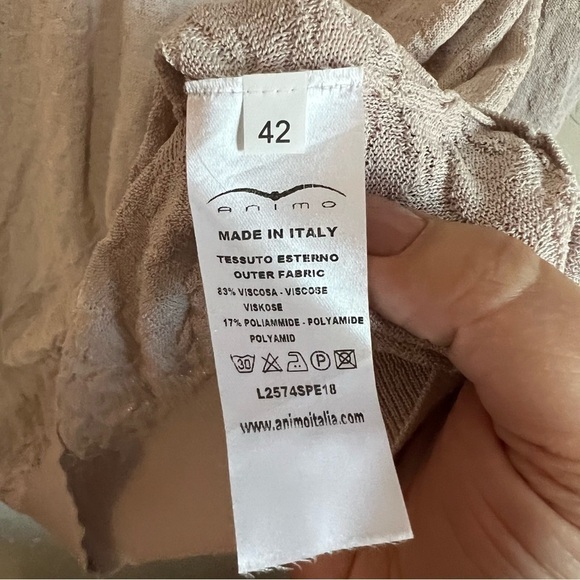 Animo Solei Made In Italy Mauve Beige Equestrian Long Sleeve V Neck Sweater - Picture 7 of 7